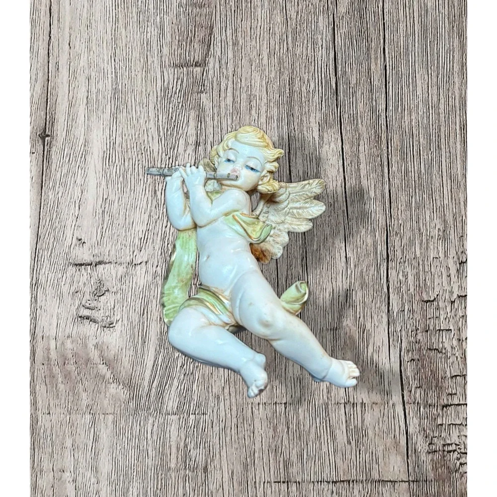 VINTAGE FONTANINI CHERUB FIGURINE WITH FLUTE, 1960'S